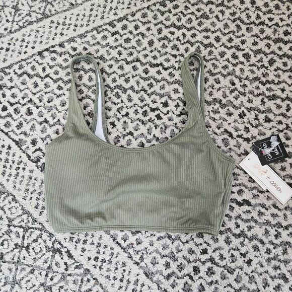3/$15 Salt + Cove Ribbed Bikini Top in Olive Green Size Medium - Picture 1 of 6
